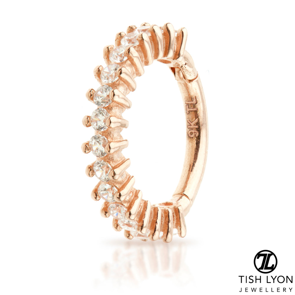 TL - Gold Prong Set Gem Eternity Hinge Ring