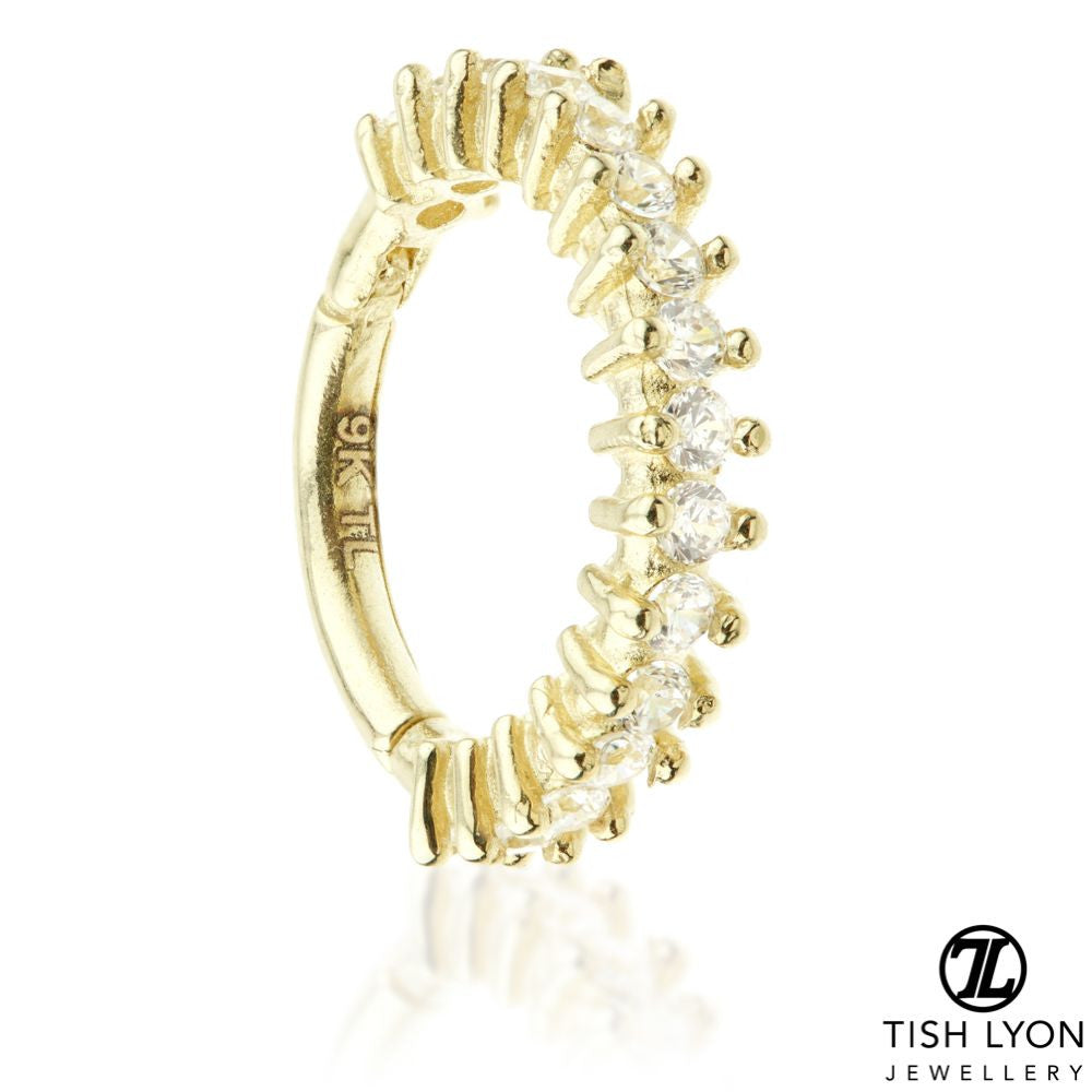 TL - Gold Prong Set Gem Eternity Hinge Ring