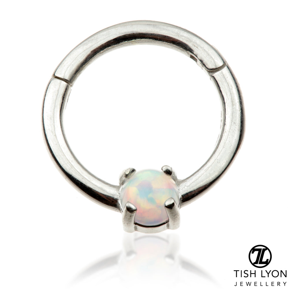 TL - Gold Prong Set Opal Hinge Ring