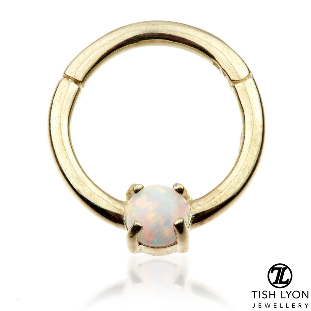 TL - Gold Prong Set Opal Hinge Ring