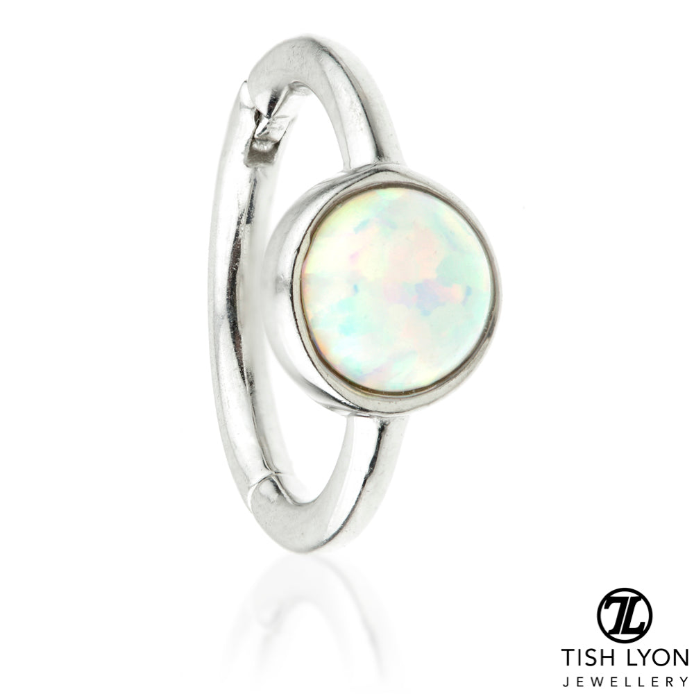TL - Gold Round Opal Hinge Ring