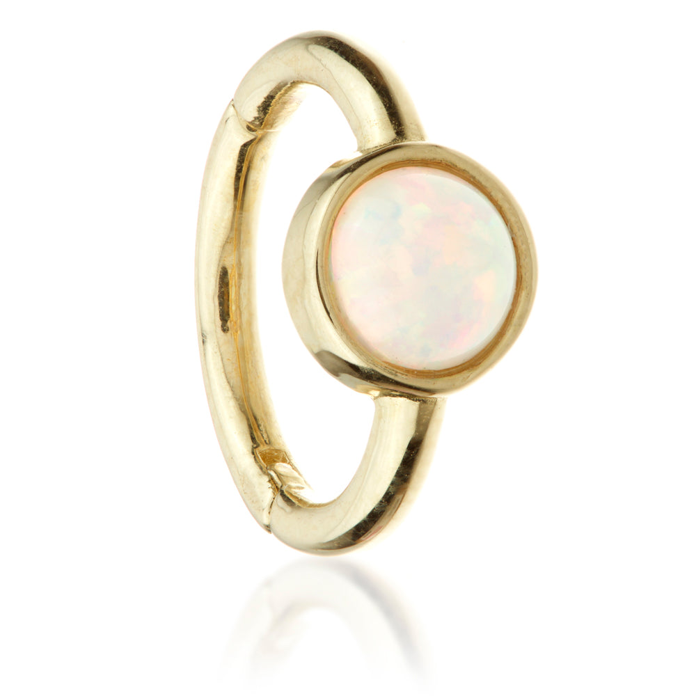 TL - Gold Round Opal Hinge Ring