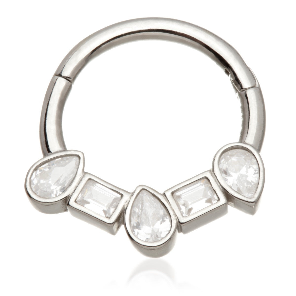 TL - Gold Square and Pear Jewelled Daith Septum Ring