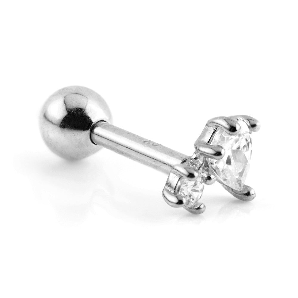 Tear & Mini Gem 9 Carat Solid Gold Barbell Earring