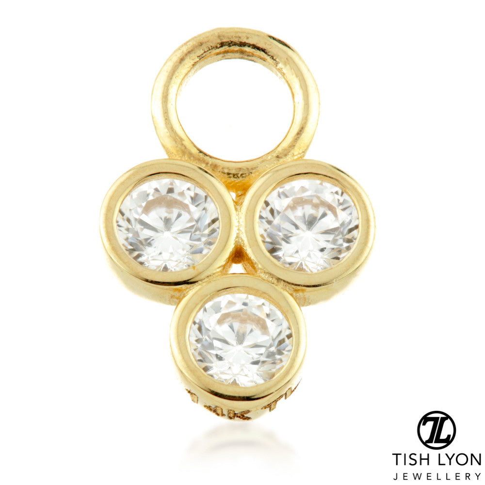 9 Carat Solid Gold Tri Gem Hoop Charm for Hinge Segment Ring