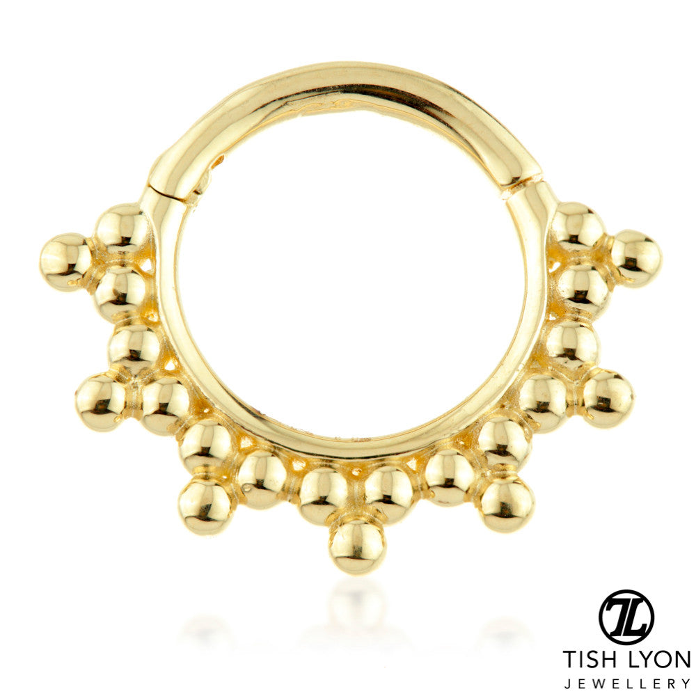 Solid Gold Tribal Ball Hinge Ring