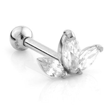 TL 14 Carat Gold Jewelled Fleur-de-lis Cartilage Bar