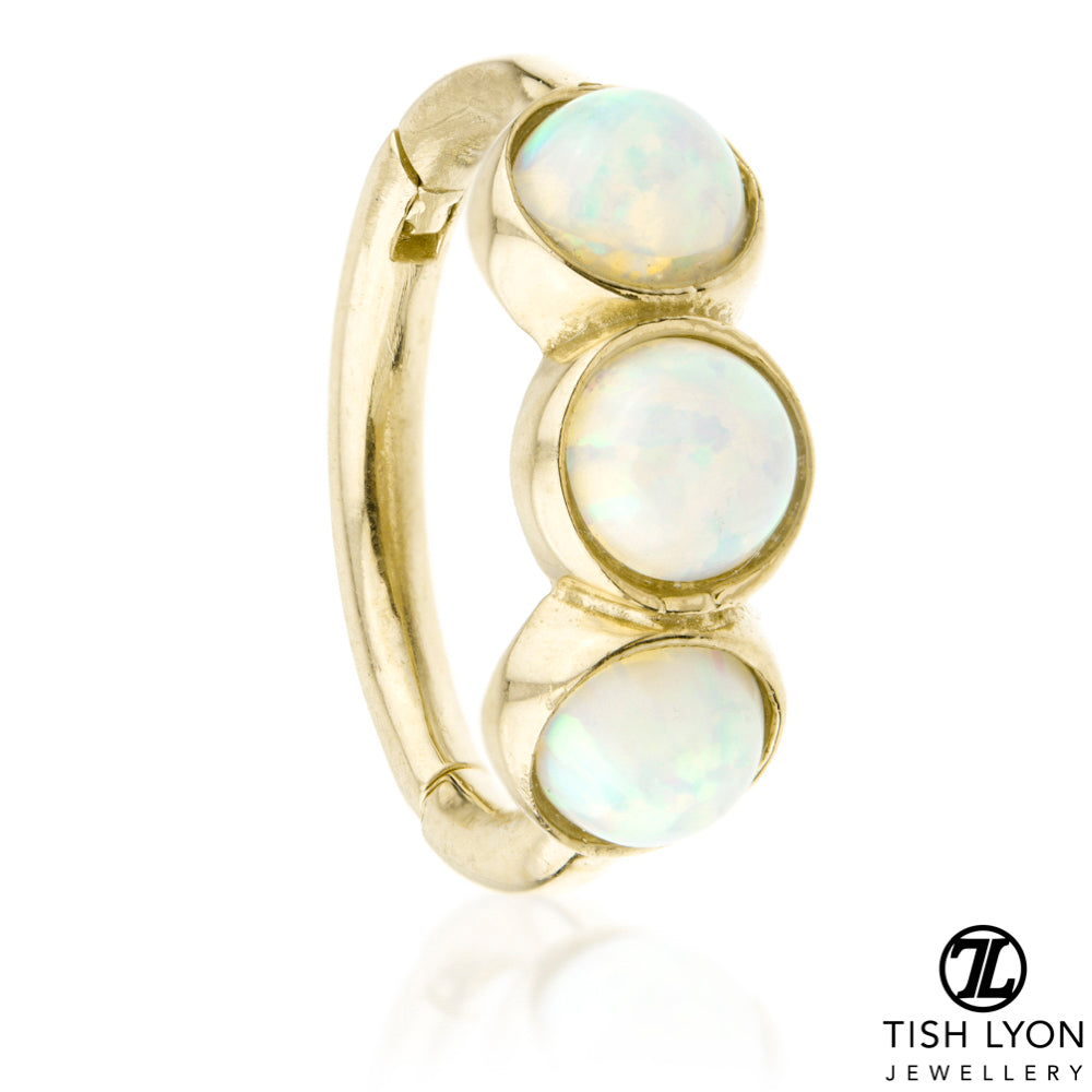 TL - Gold Triple Opal Hinge Ring
