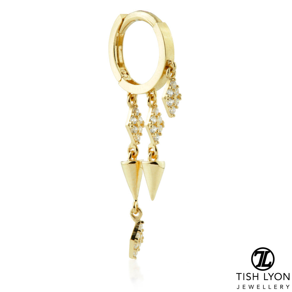 TL - Gold Triple Spiked Chain Hinge Ring