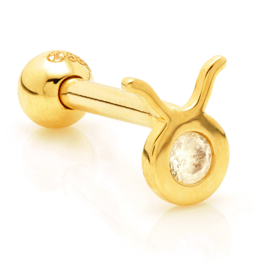 Taurus Solid Gold Jewelled Zodiac Microbar