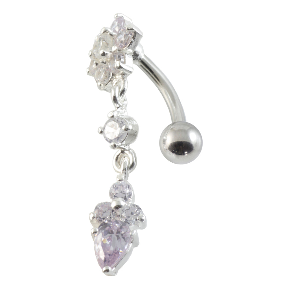 Top Drop Flower Cluster Silver & Steel Navel