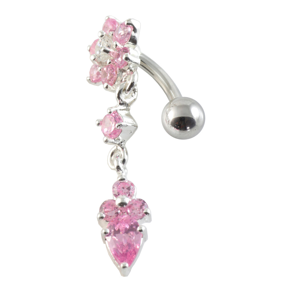 Top Drop Flower Cluster Silver & Steel Navel