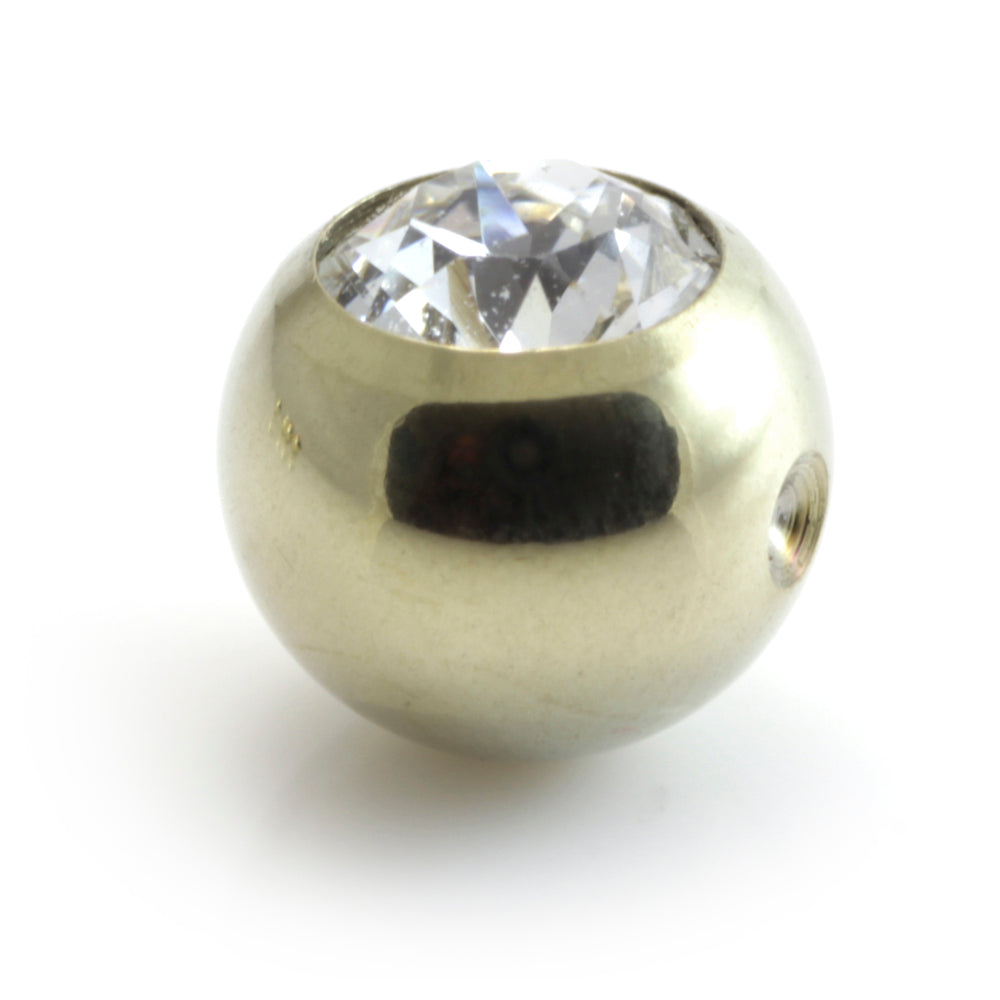 Zircon Gold Steel Clip In Gem Ball