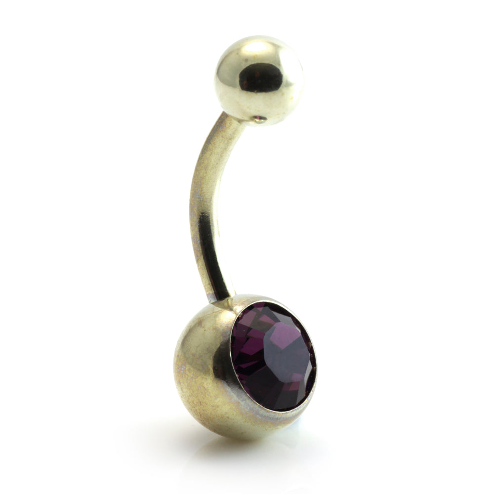 Zircon Gold Steel Jewelled Navel Bar