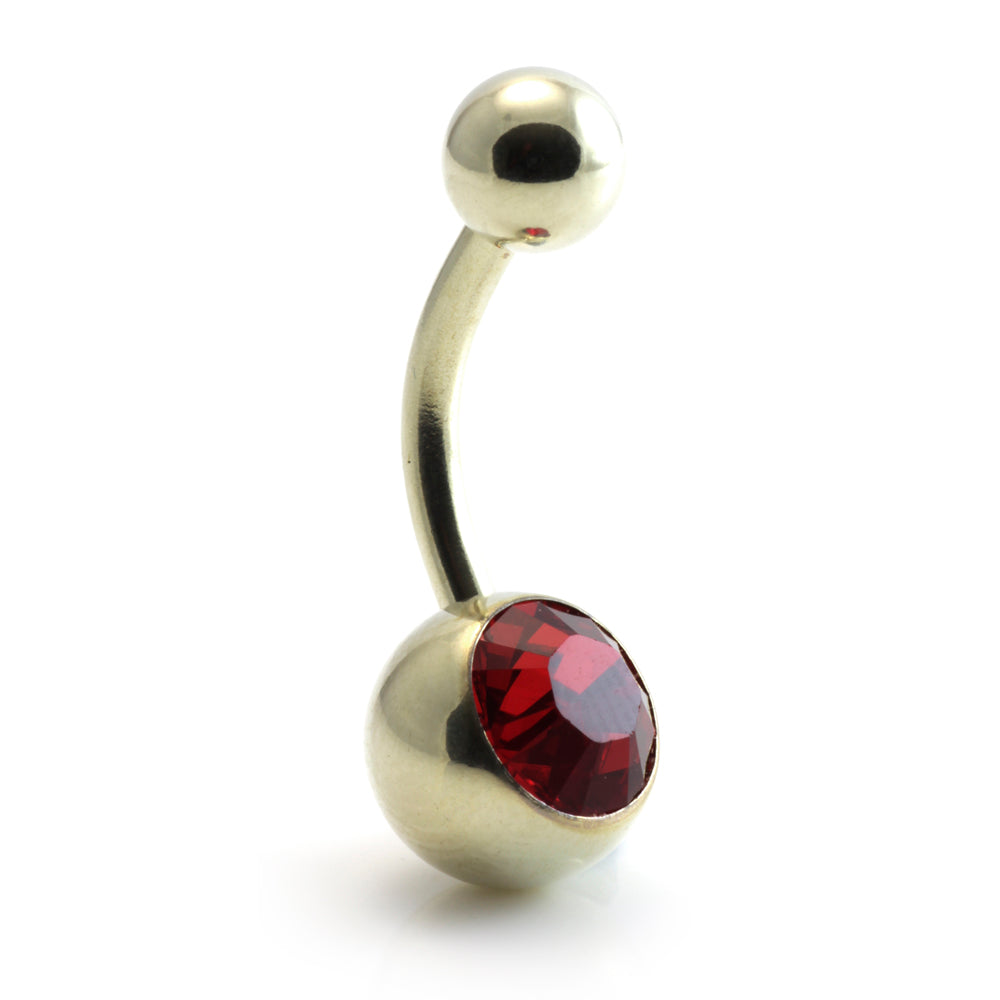 Zircon Gold Steel Jewelled Navel Bar