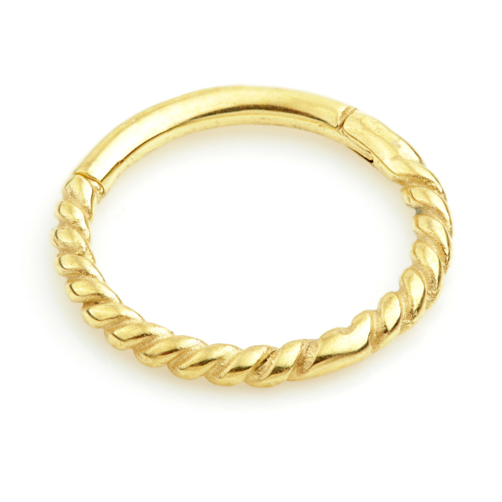Zircon Gold Steel Rope Hinge Segment Ring