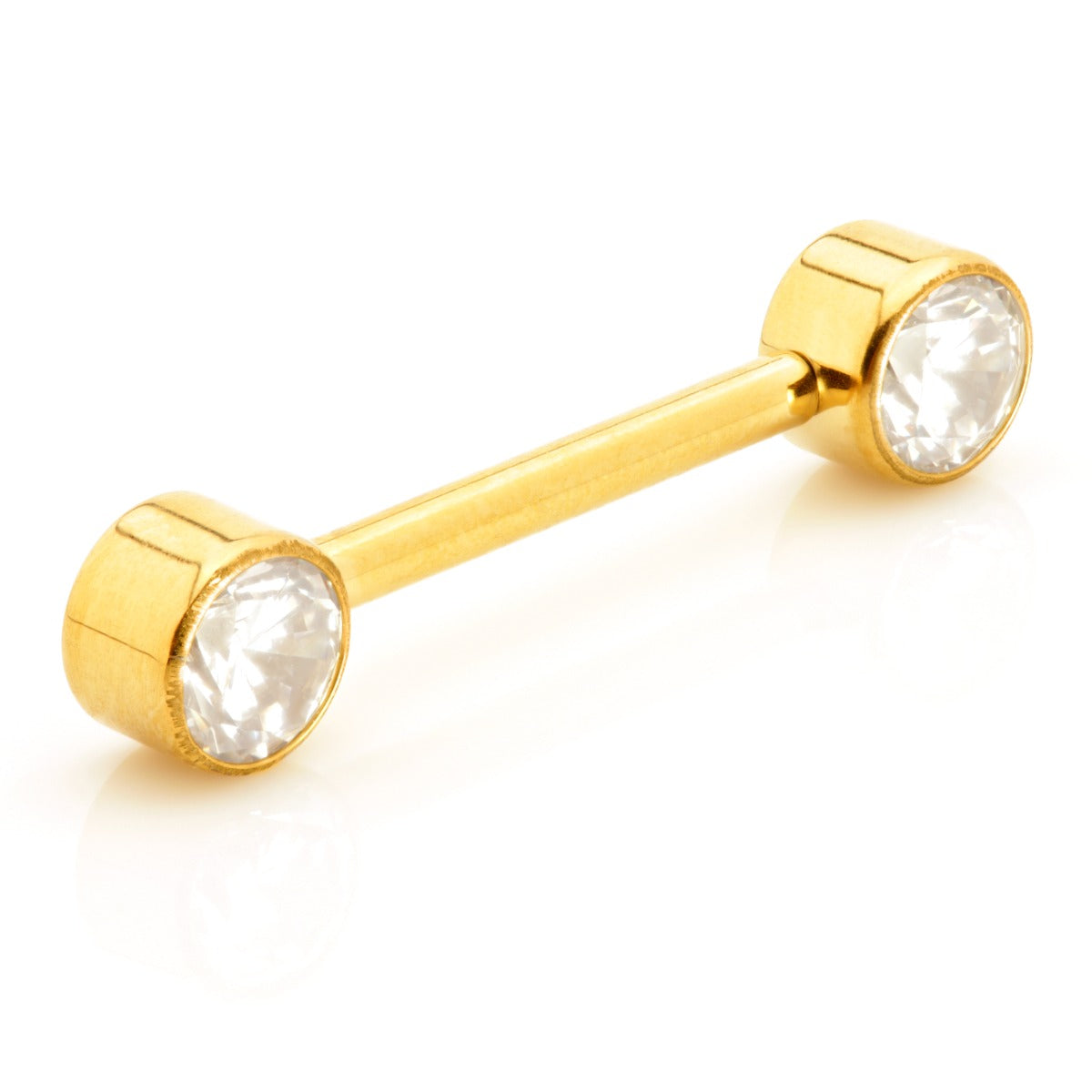 Zircon Gold Ti Internal Forward Facing Double Jewelled Disk Barbell