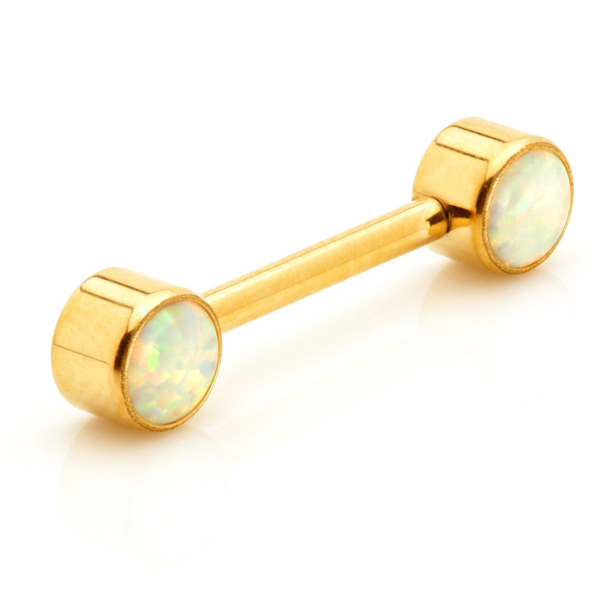 Zircon Gold Ti Internal Forward Facing Double Opal Disk Barbell
