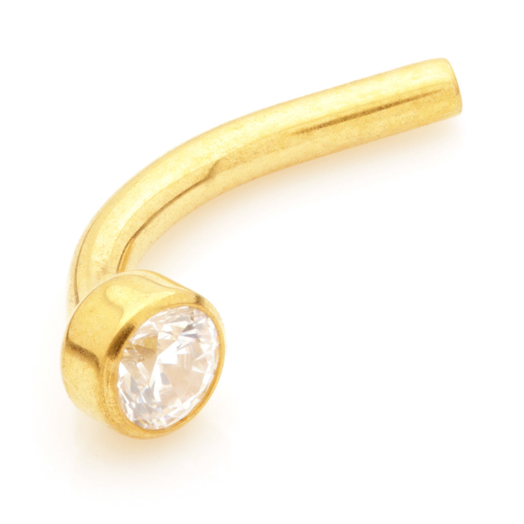 Zircon Gold Ti Threadless Micro Banana Stem with Fixed Gem Disk (1.2mm)