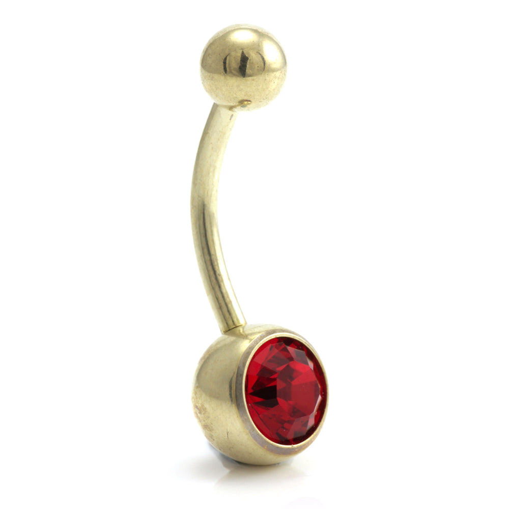 Zircon PVD Gold Ti Single Jewelled Navel Bar