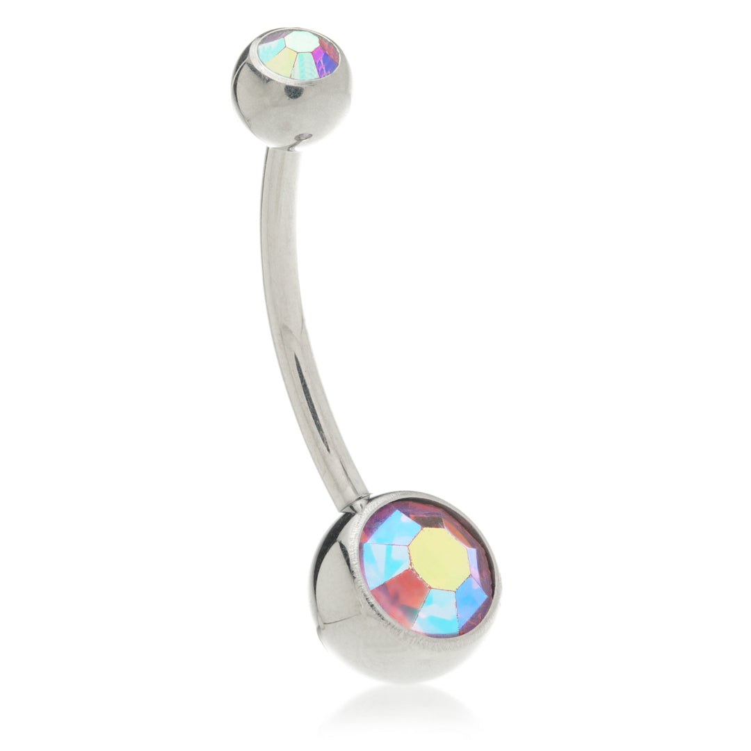 Discounted Titanium External Thread Double Jewelled Navel