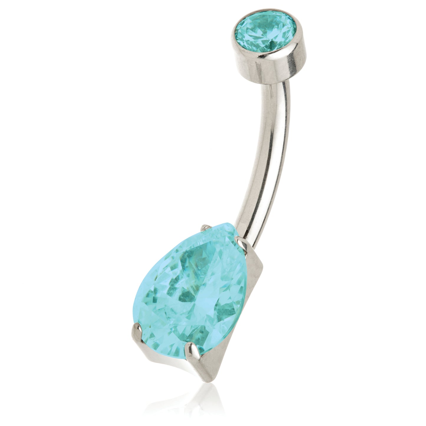 Titanium Internal Tear Gem Double Jewelled Navel Bar
