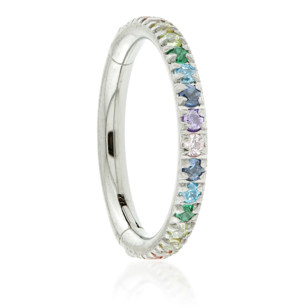 Ti Couture Full Pavé Gems Hinged Ring - 1.2mm