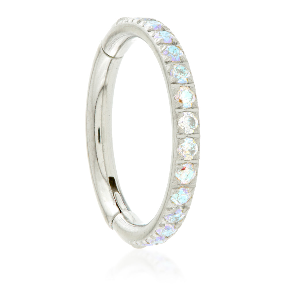 Ti Couture Full Pavé Gems Hinged Ring - 1.0mm