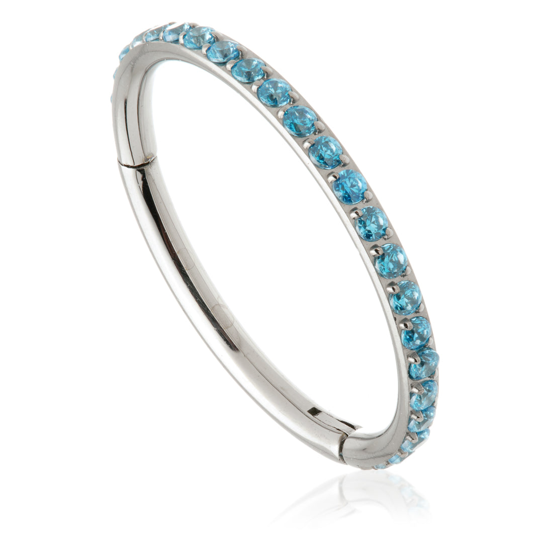 Ti Couture Full Pavé Gems Hinged Ring - 0.8mm