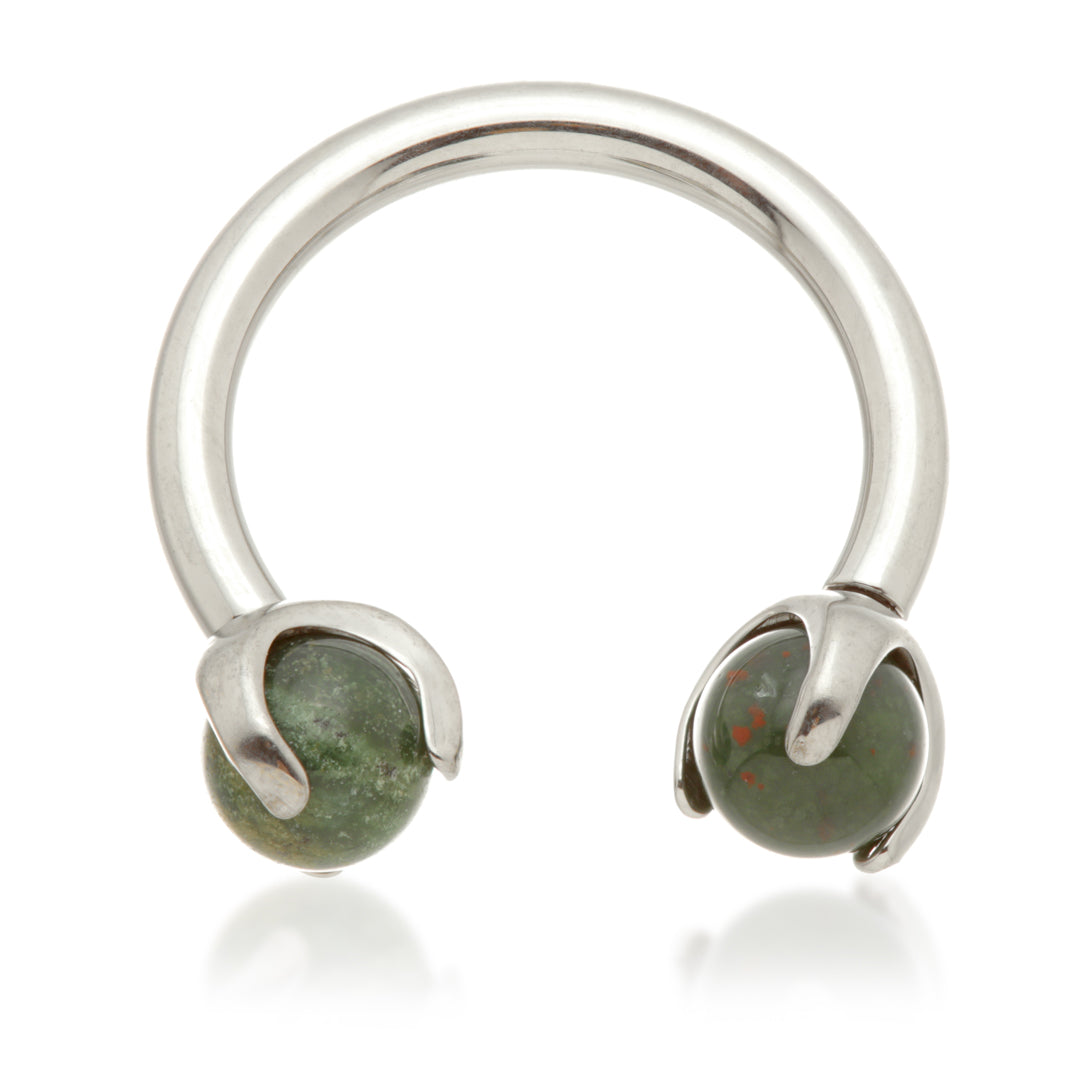 Ti Internal Circular Barbell with Double Semi Precious Stone Prong