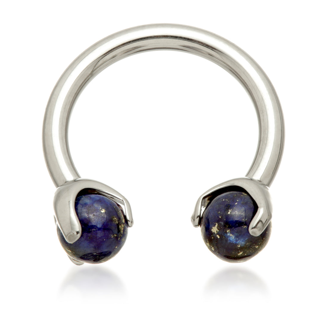 Ti Internal Circular Barbell with Double Semi Precious Stone Prong