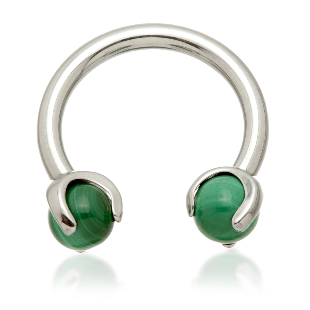 Ti Internal Circular Barbell with Double Semi Precious Stone Prong