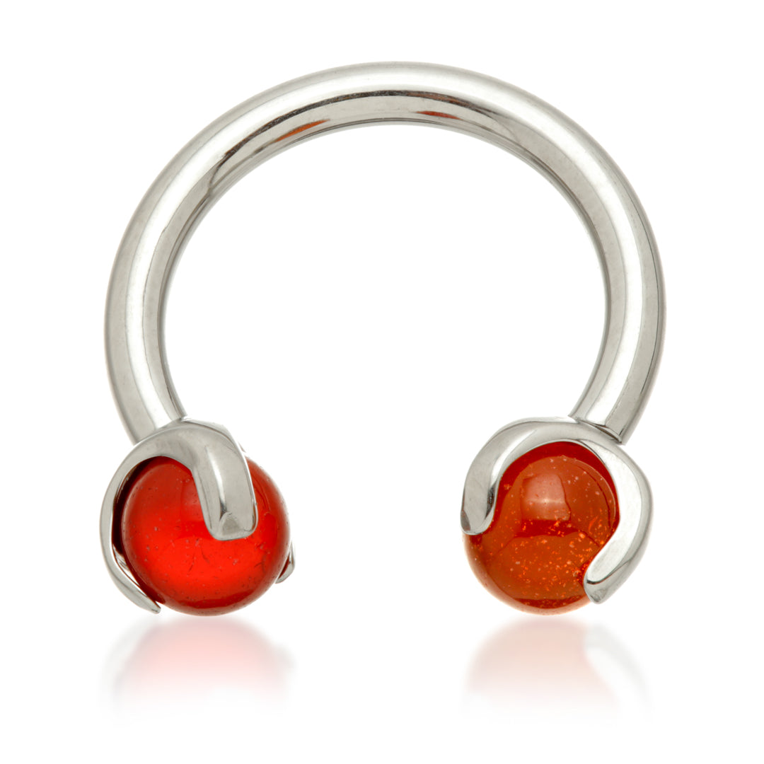 Ti Internal Circular Barbell with Double Semi Precious Stone Prong