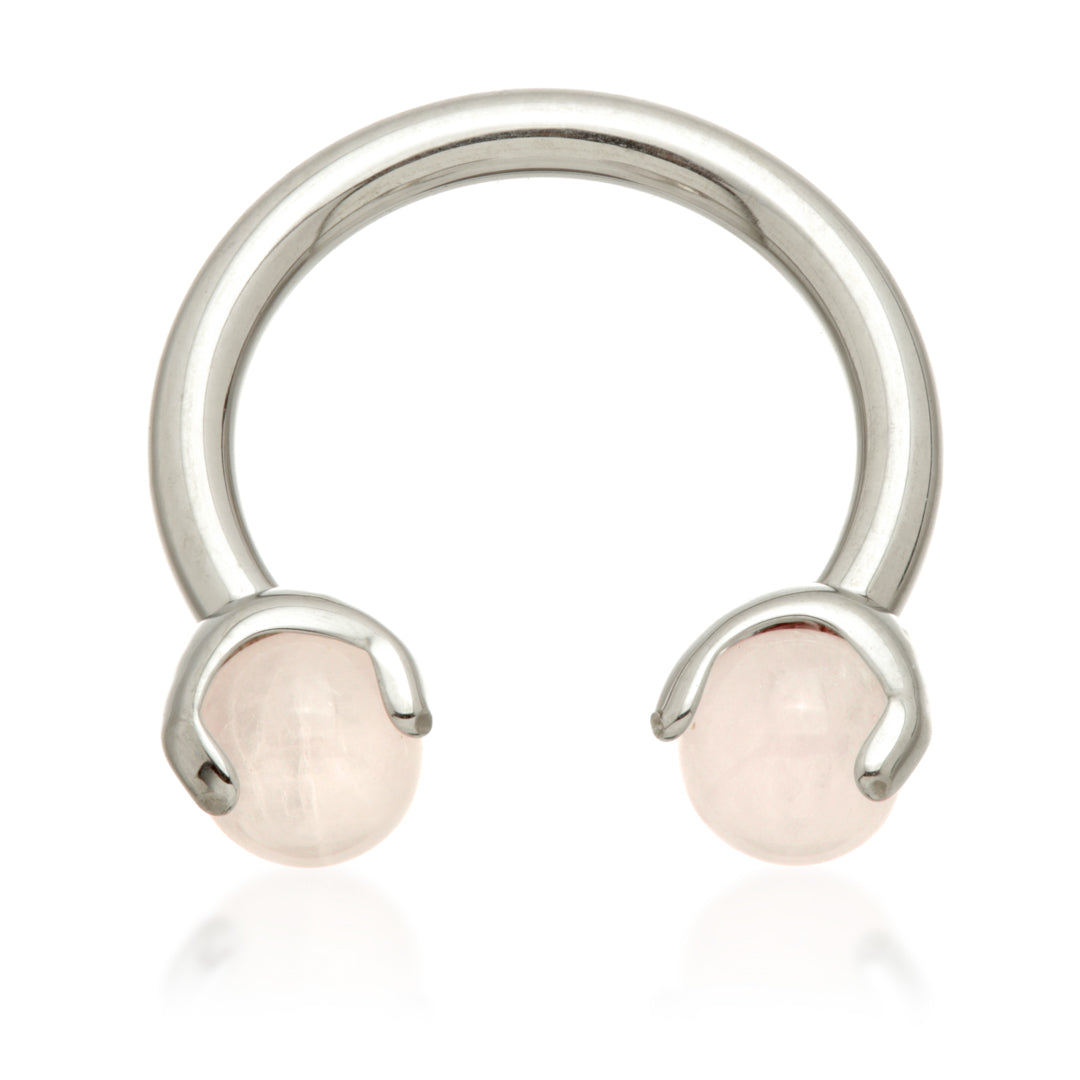 Ti Internal Circular Barbell with Double Semi Precious Stone Prong