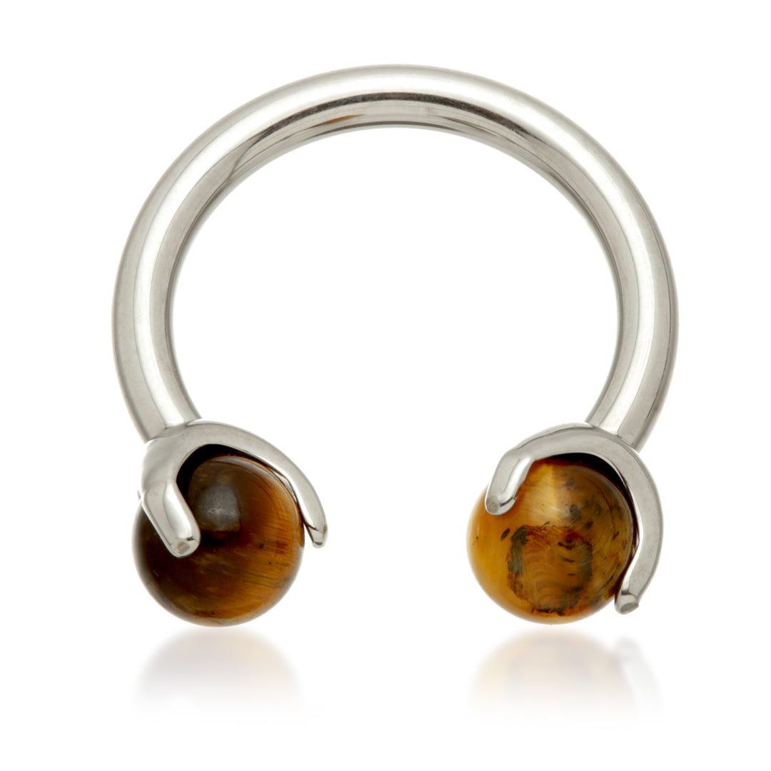 Ti Internal Circular Barbell with Double Semi Precious Stone Prong