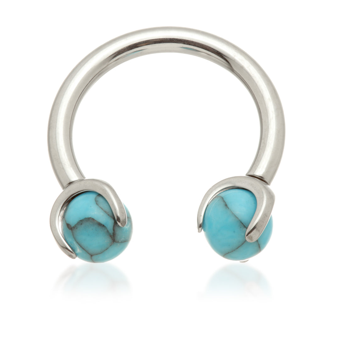 Ti Internal Circular Barbell with Double Semi Precious Stone Prong