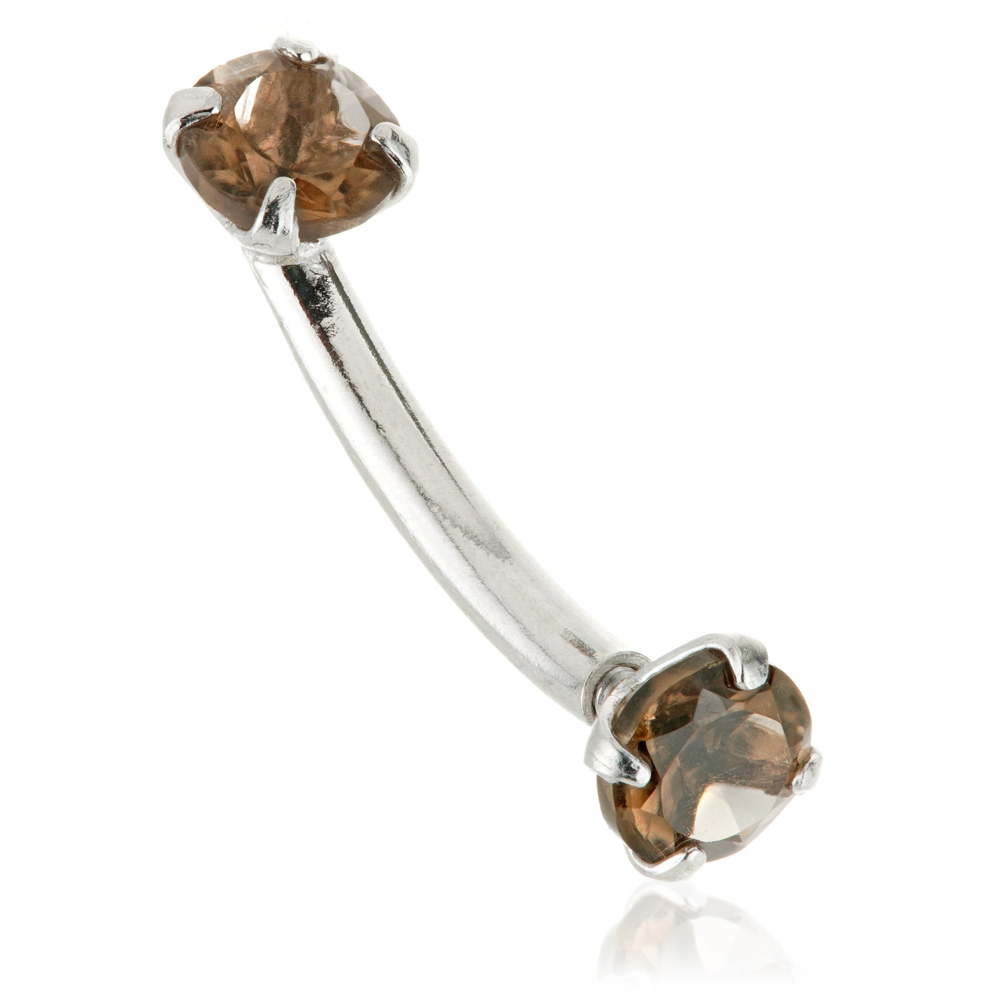 TL - 14ct Gold Double Smokey Quartz Prong Set Rook Bar