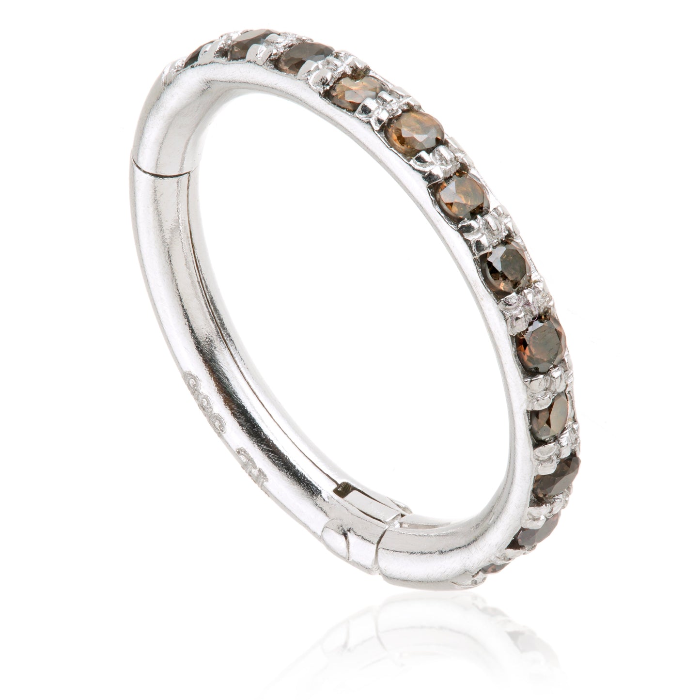 TL- 14ct Gold Full Pave Smokey Quartz Hinge Ring