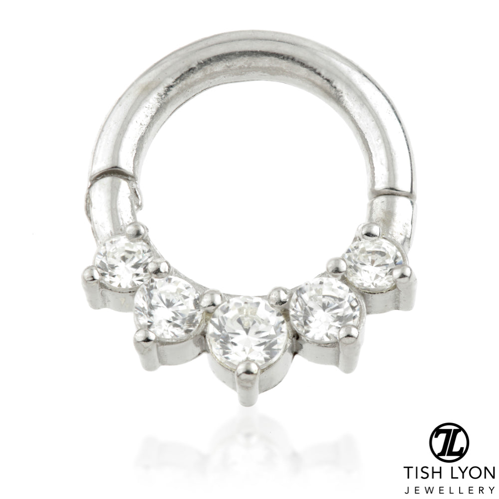 Feronia Solid Gold Graduated Gem Daith & Septum Hoop