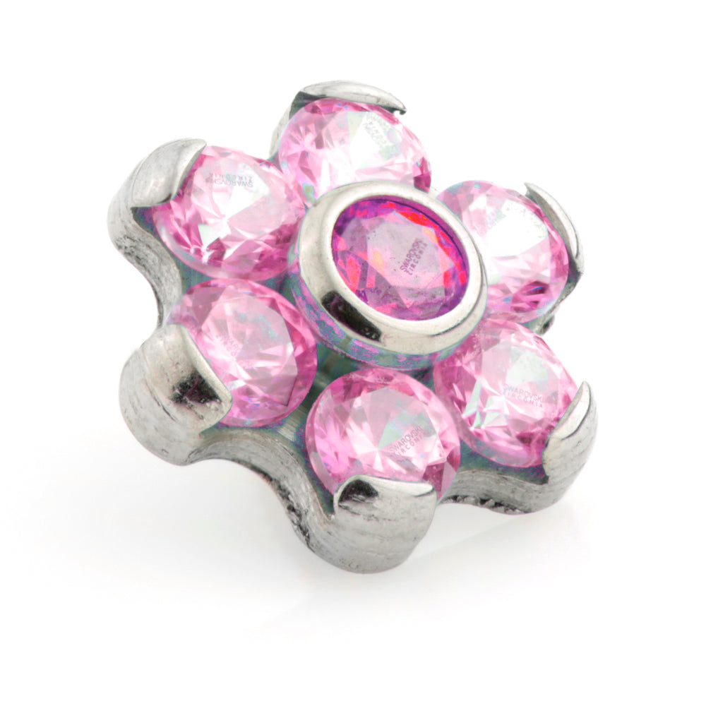 Titanium Internal Thread 6 Petal Gem Flower