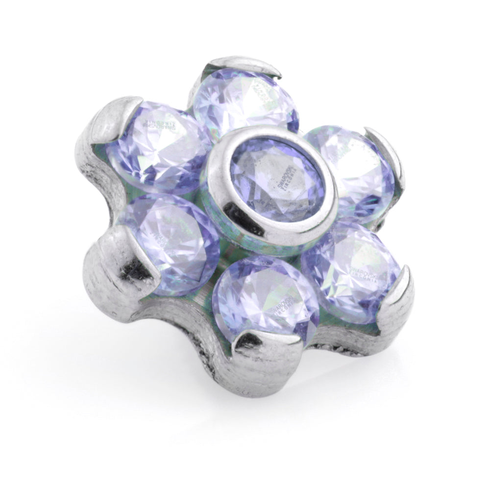Titanium Internal Thread 6 Petal Gem Flower