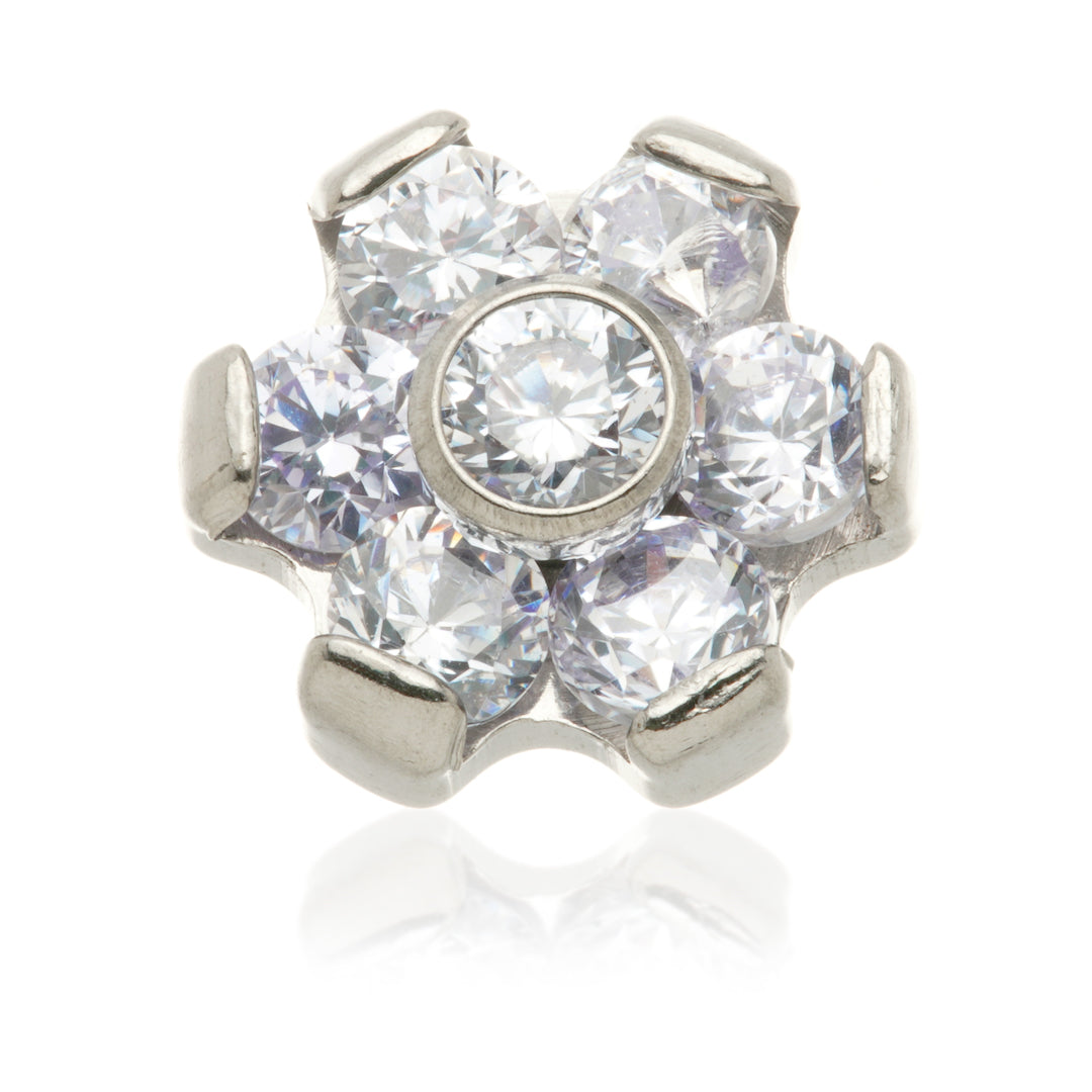 Titanium Internal Thread 6 Petal Gem Flower