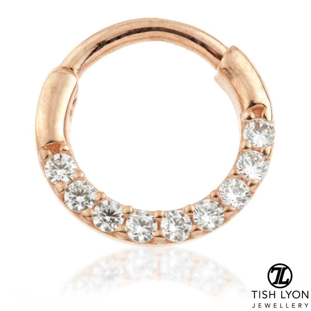 TL - 9ct Gold Pave Gems Daith Septum Ring