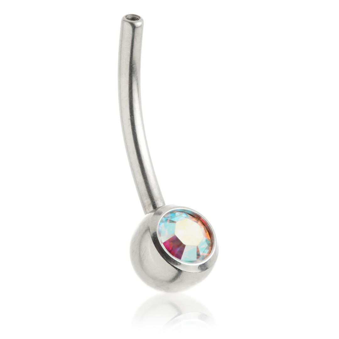 Titanium Internal Thread Jewelled Baby Navel Stem With 0.9mm Thread - UK Made