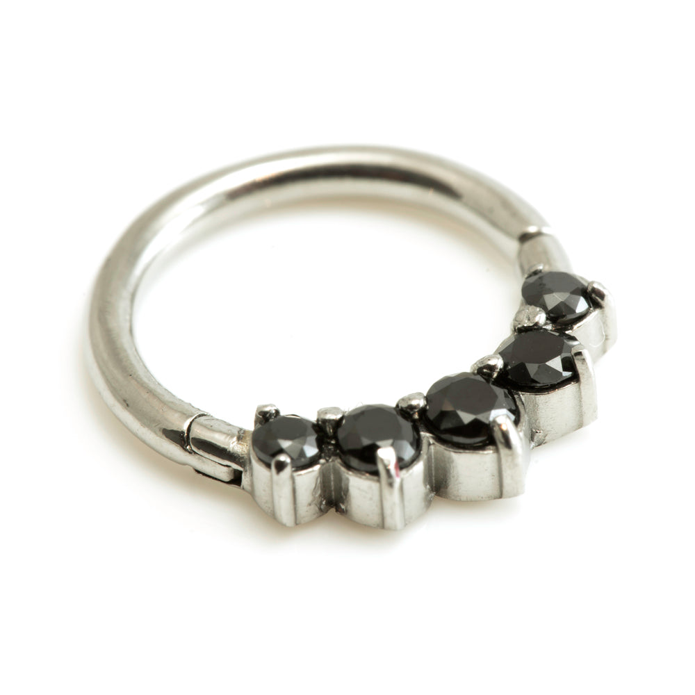 Steel 5 Gems Hinged Micro Ring
