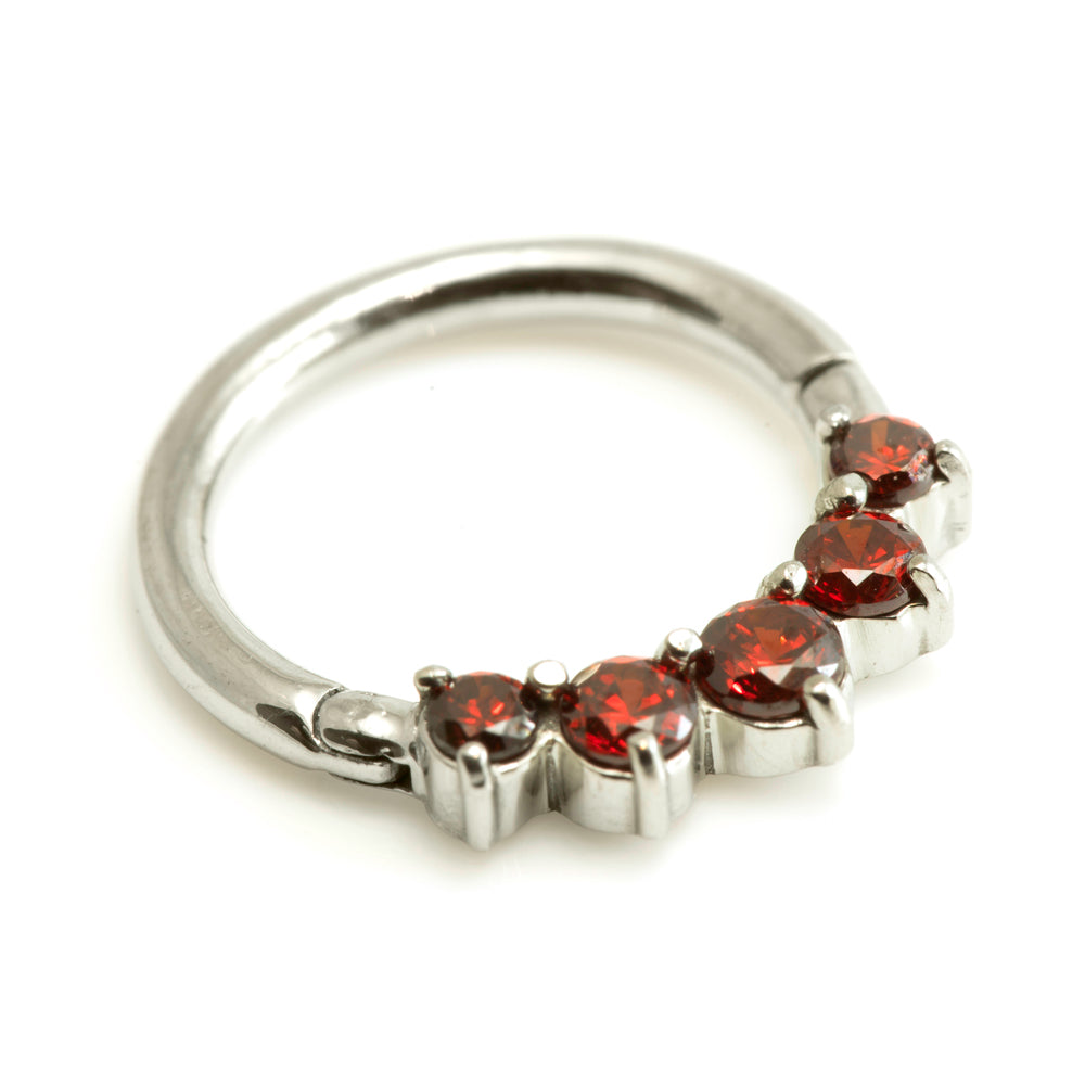 Steel 5 Gems Hinged Micro Ring