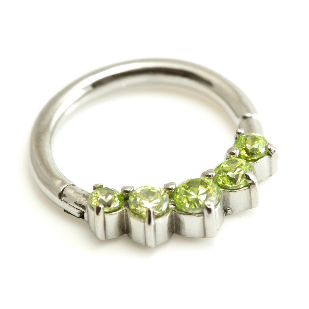 Steel 5 Gems Hinged Micro Ring