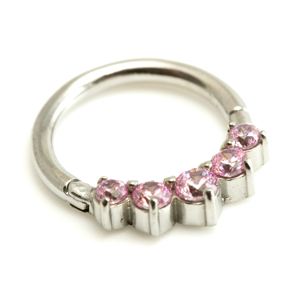 Steel 5 Gems Hinged Micro Ring