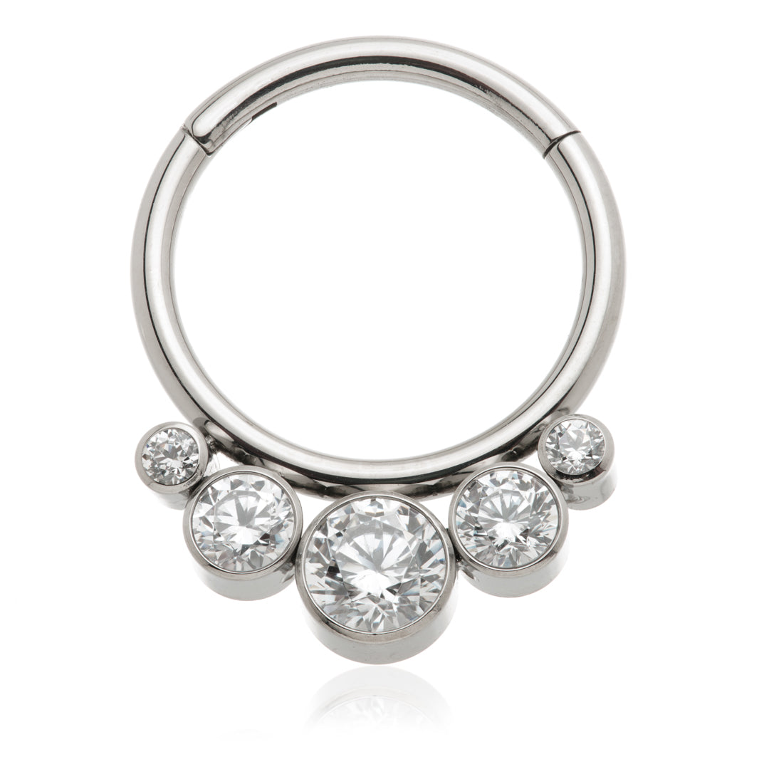 Ti Couture Front Facing Triple Bezel Hinged Ring