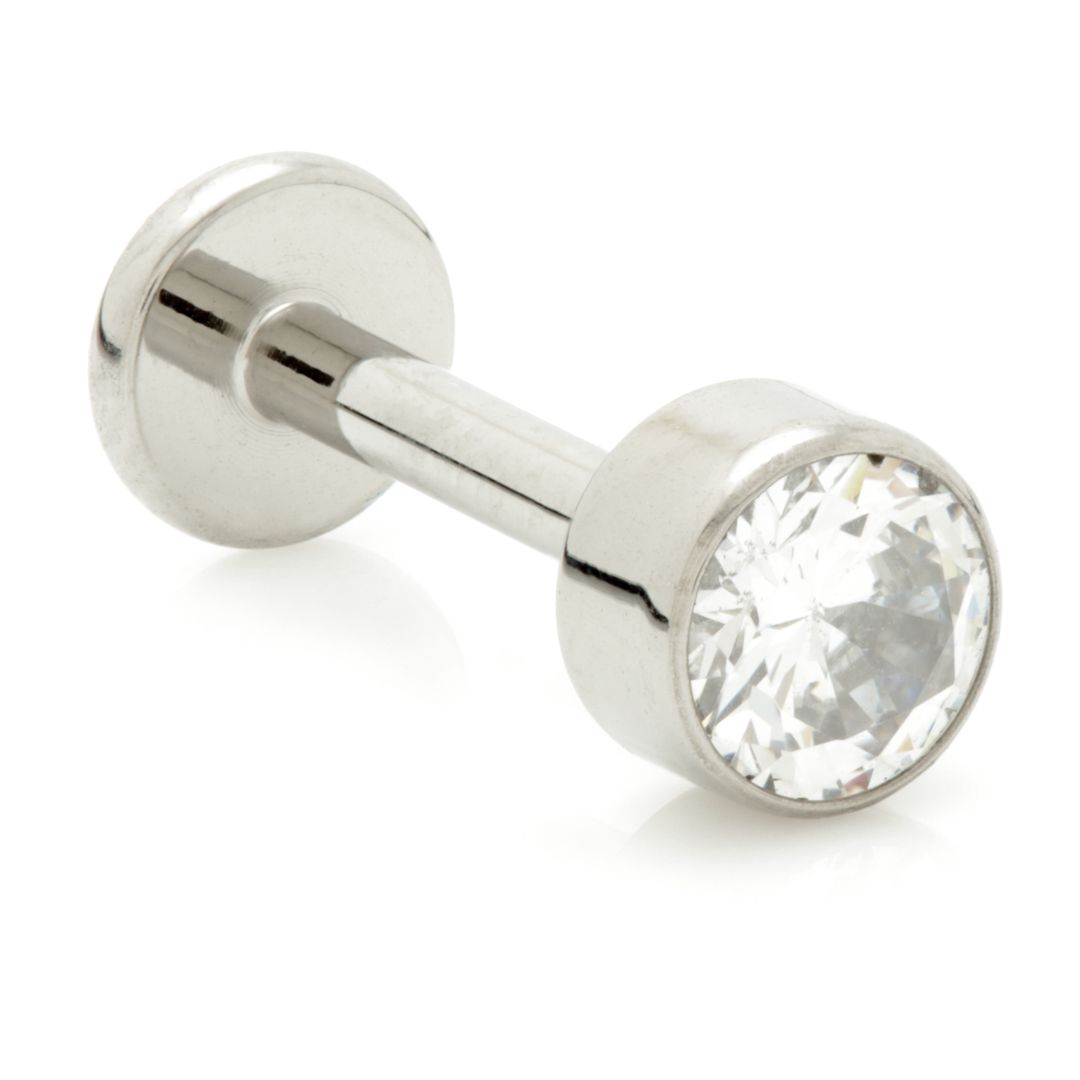 Ti Threadless Labret with Ti Gem Disk Attachment